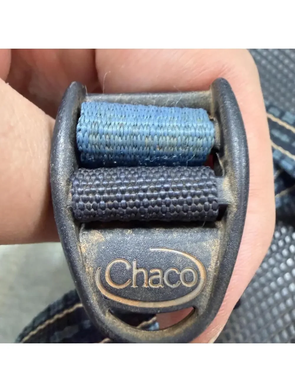Chaco Z/2 Classic Black Blue Adjustable Strap Men Size 12 Toe Loop Hiking Sandal